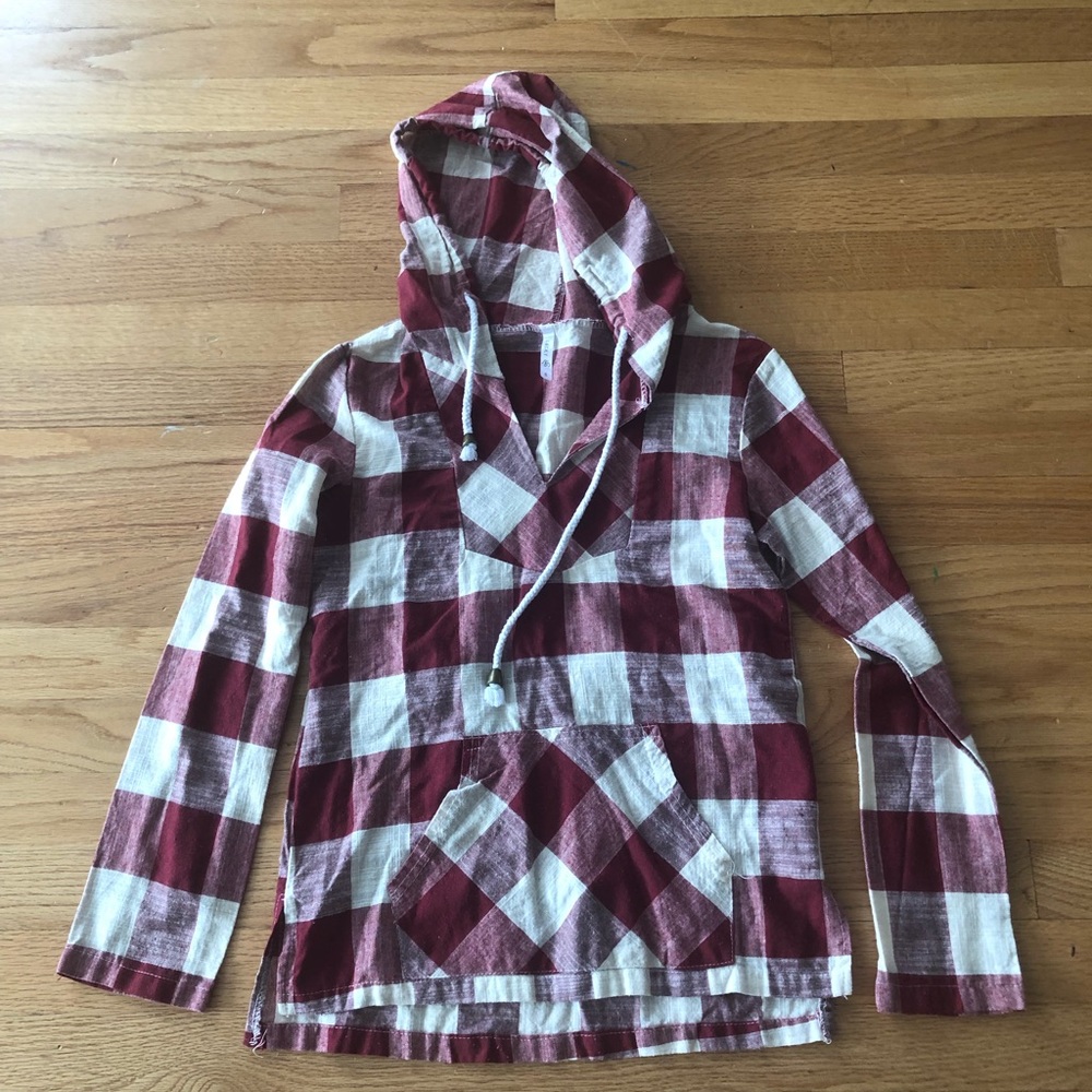 Burgundy plaid hoodie